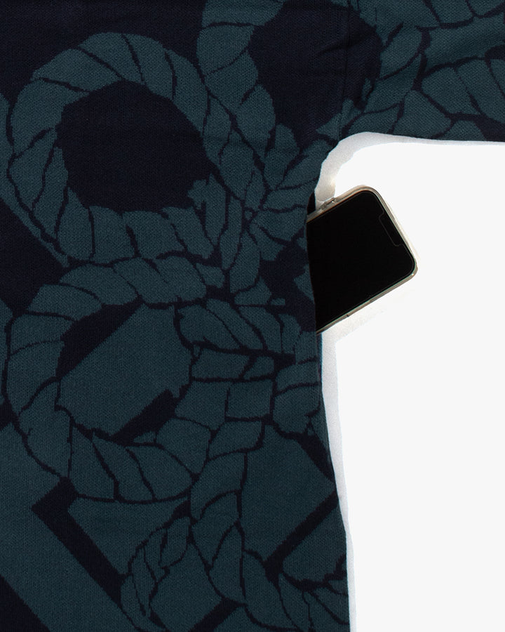 Wa-Modern, Cardigan Robe, Indigo with Teal Nawa