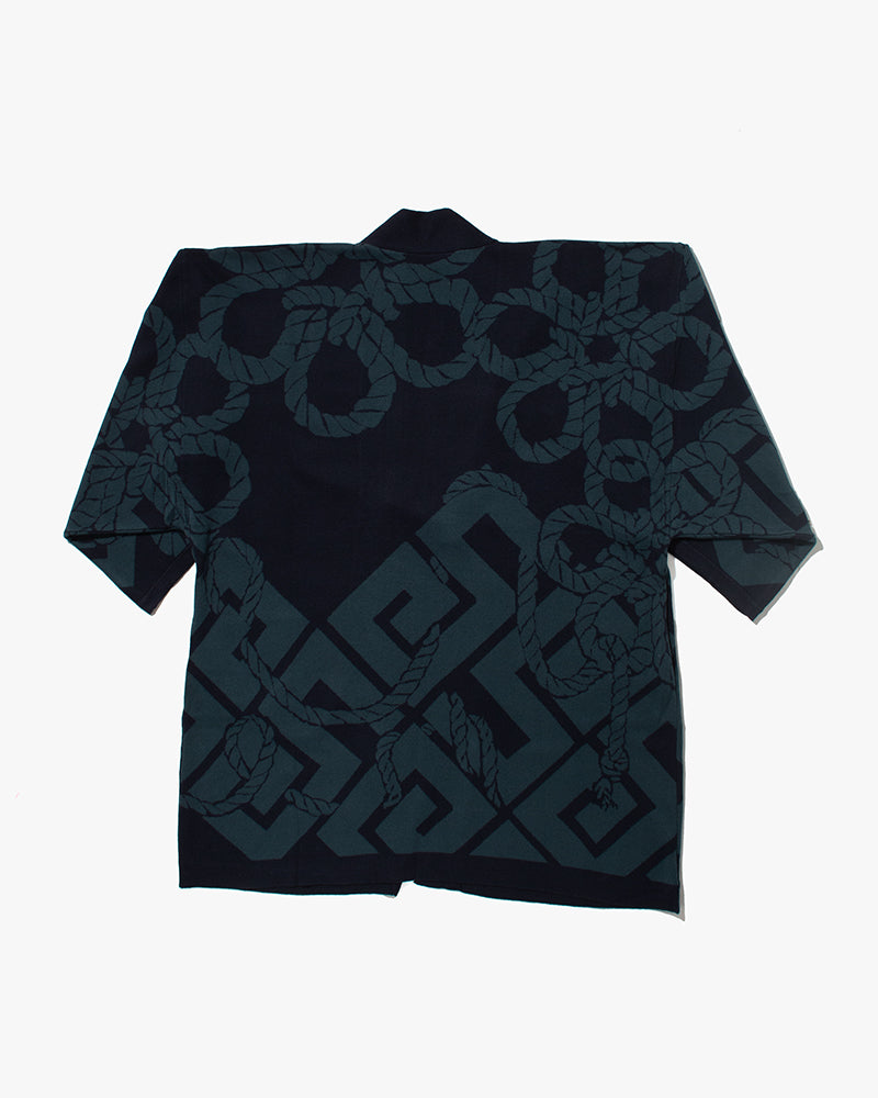 Wa-Modern, Cardigan Robe, Indigo with Teal Nawa