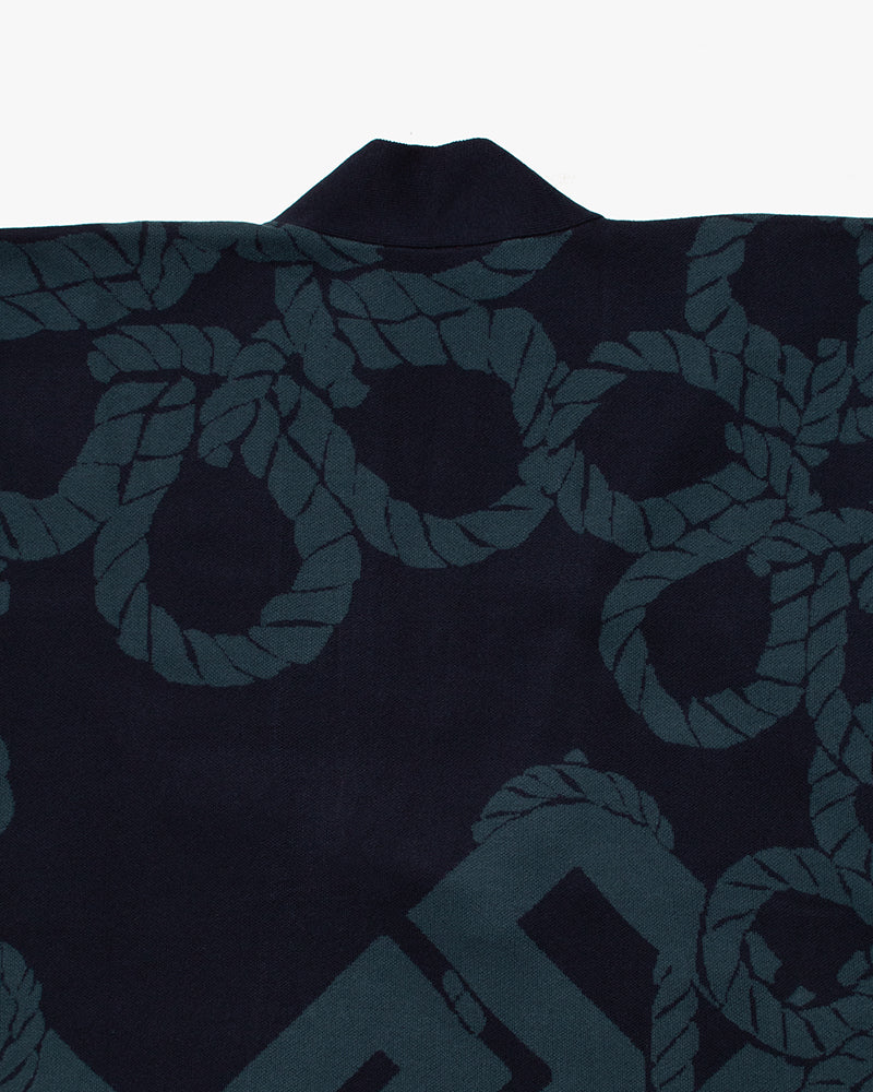 Wa-Modern, Cardigan Robe, Indigo with Teal Nawa