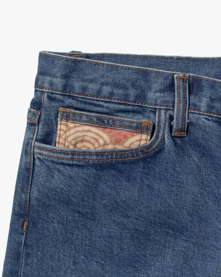 Kiriko Original Denim Jeans, US Made 12.5 oz. Premium Selvedge, Bleached Wash, Seigaiha