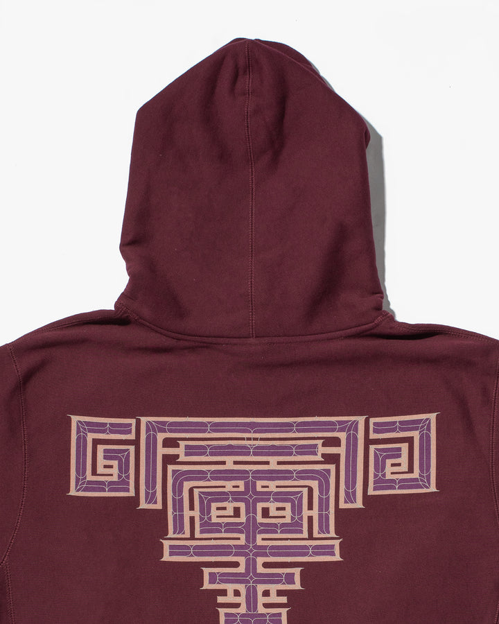 Kiriko Original Hoodie, Printed Ainu, Maroon