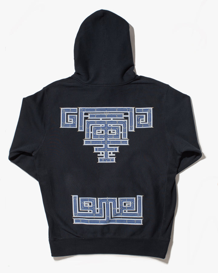 Kiriko Original Hoodie, Printed Ainu, Navy