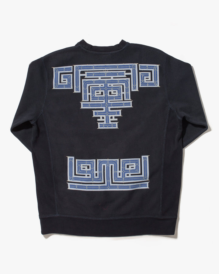 Kiriko Original Crewneck, Printed Ainu, Navy