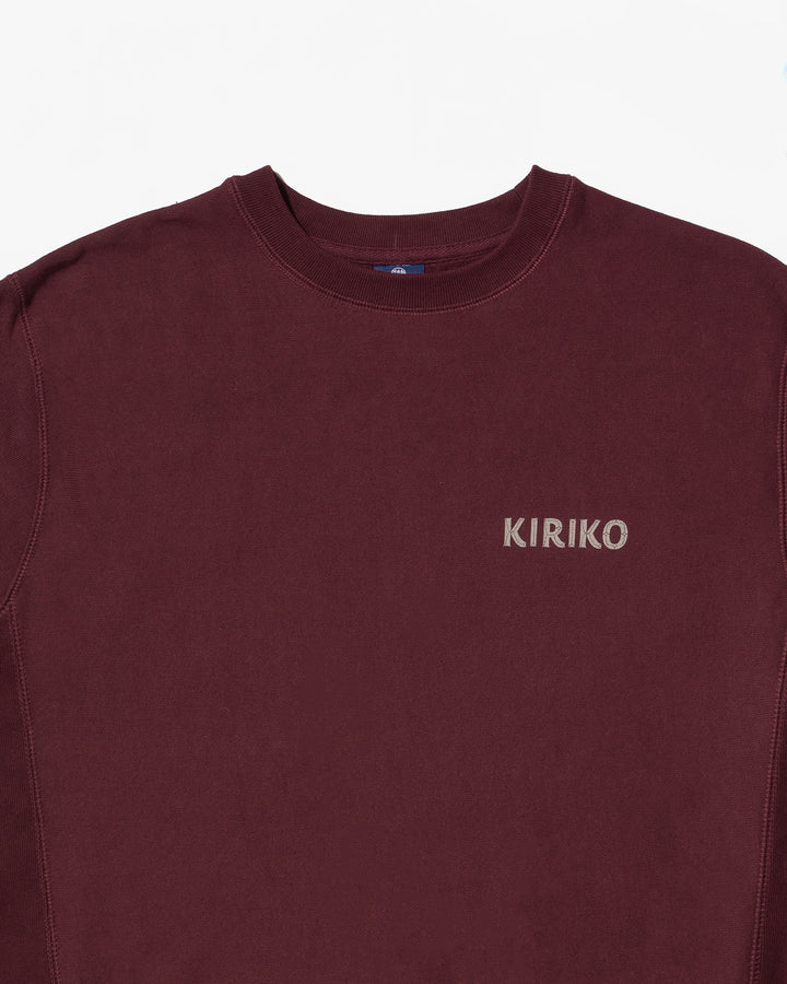 Kiriko Original Crewneck, Printed Ainu, Maroon