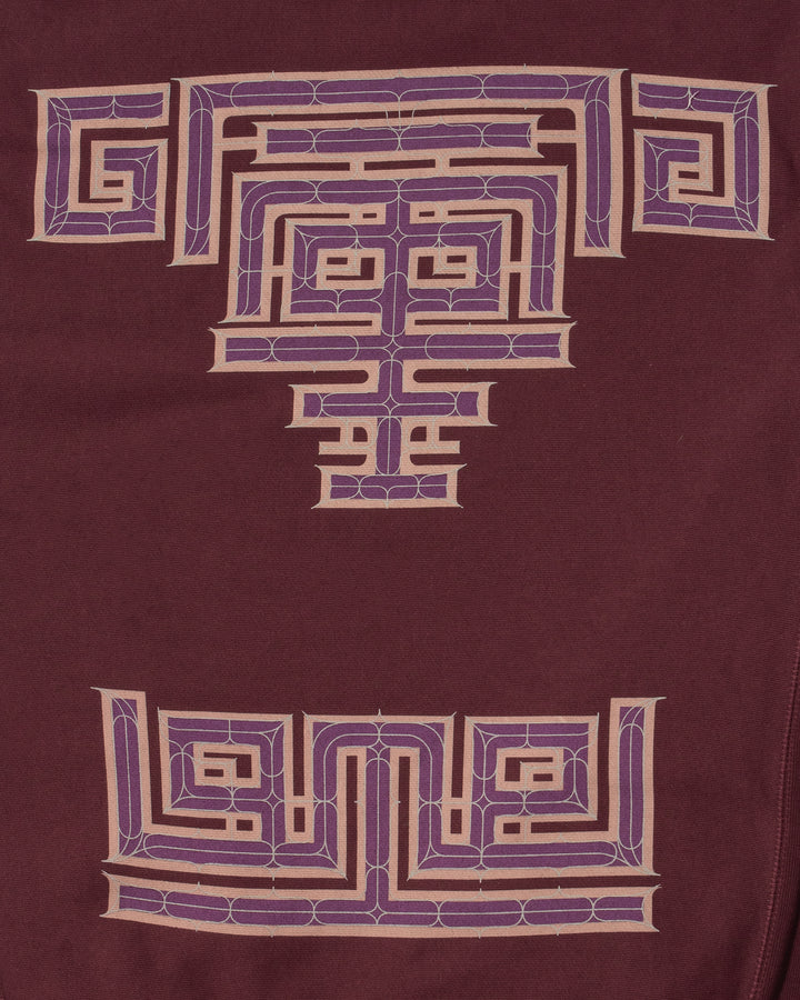 Kiriko Original Crewneck, Printed Ainu, Maroon