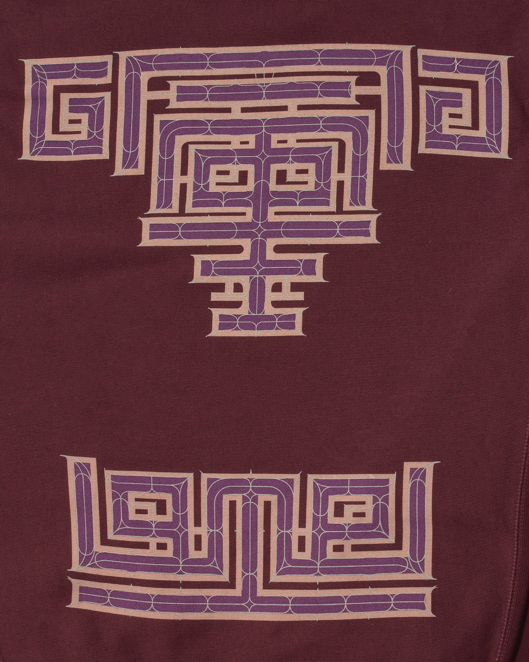 Kiriko Original Crewneck, Printed Ainu, Maroon