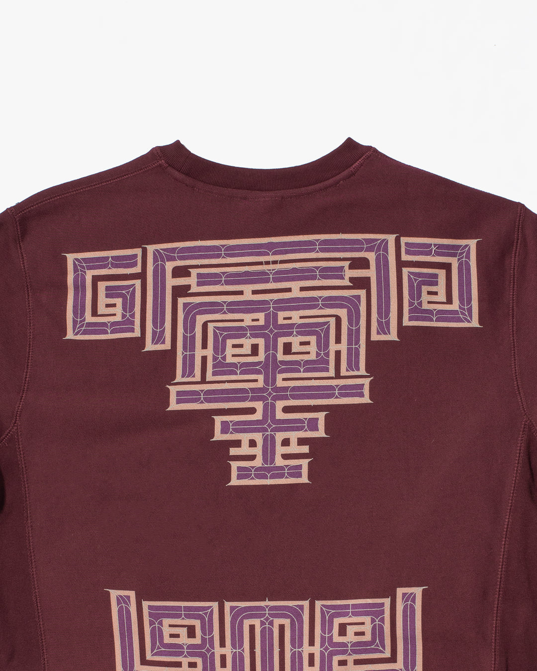 Kiriko Original Crewneck, Printed Ainu, Maroon