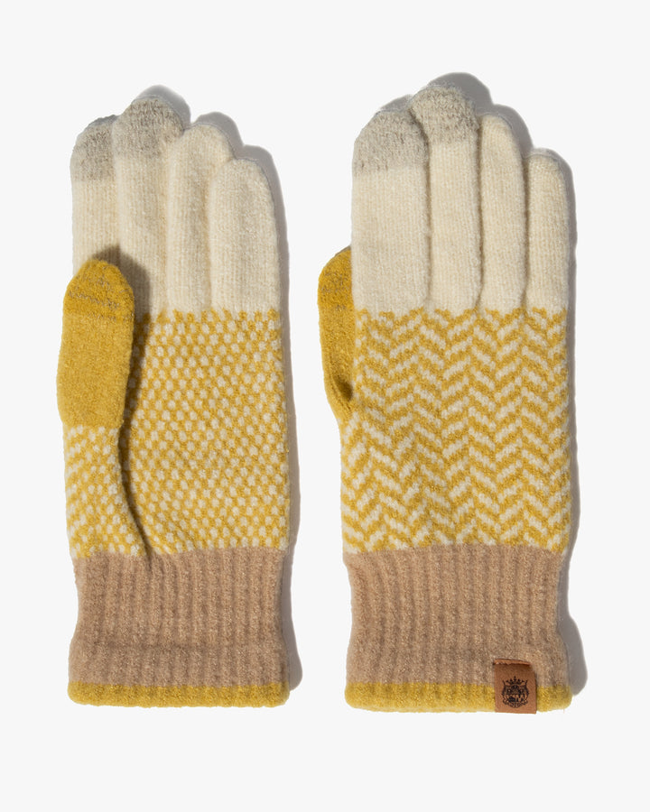 Gloves, Bisque, Tehtava, Herringbone Yellow, Touchscreen