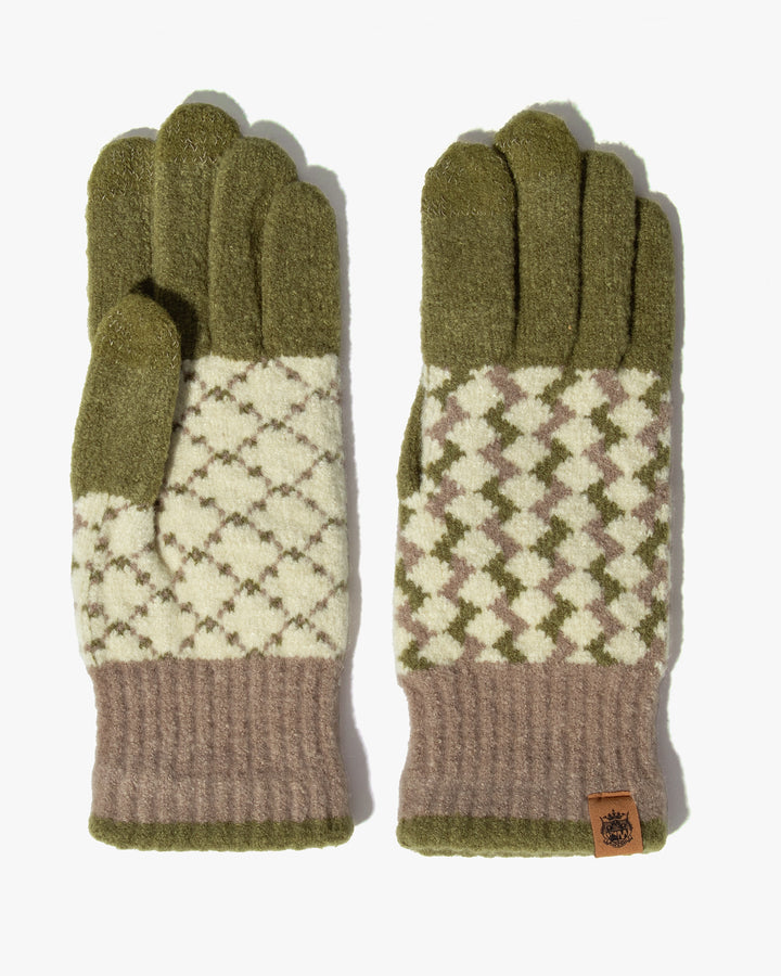 Gloves, Bisque, Tehtava, Zig-Zag Green, Touchscreen