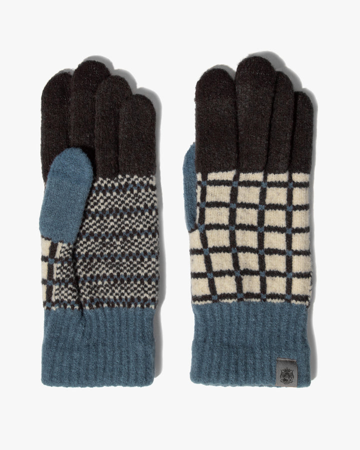 Gloves, Bisque, Tehtava, Grid Teal and Black, Touchscreen