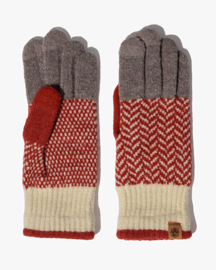 Gloves, Bisque, Tehtava, Herringbone Red, Touchscreen