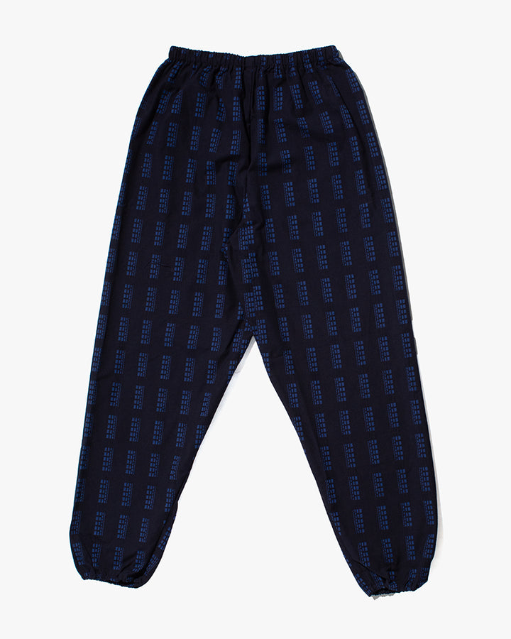 Monpe Pants, Women's, Indigo with Wide Blue Block Shima