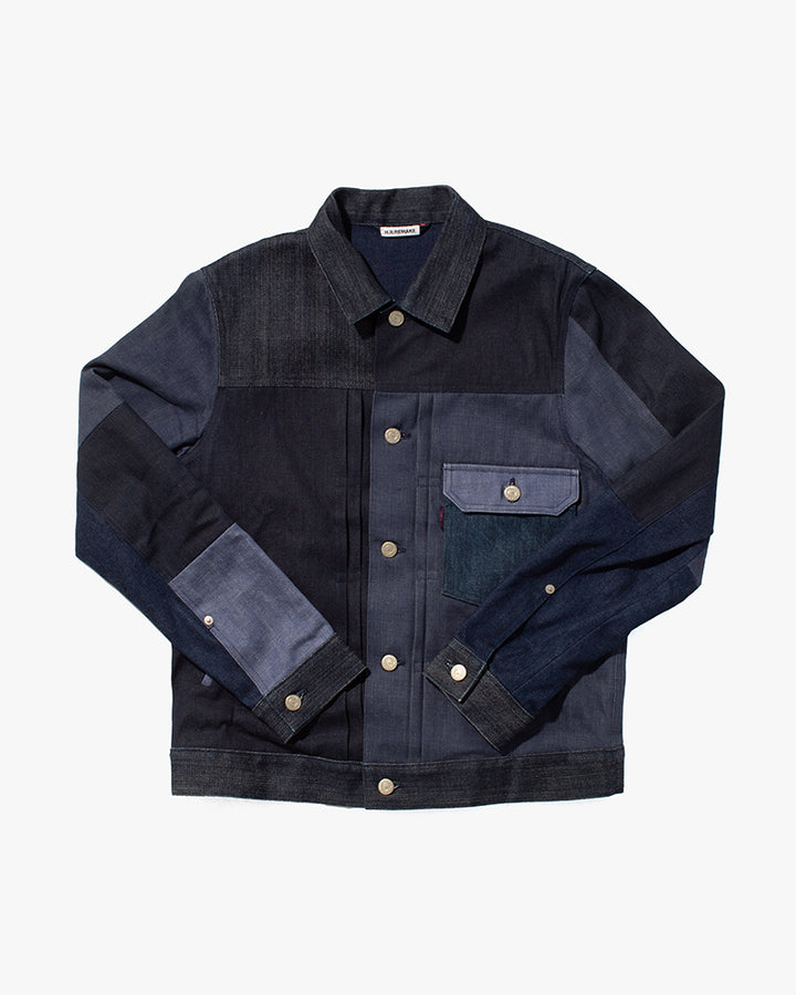 Japanese Repro Type I Trucker Jacket, HR Remake, Patchwork Dark Denim - S