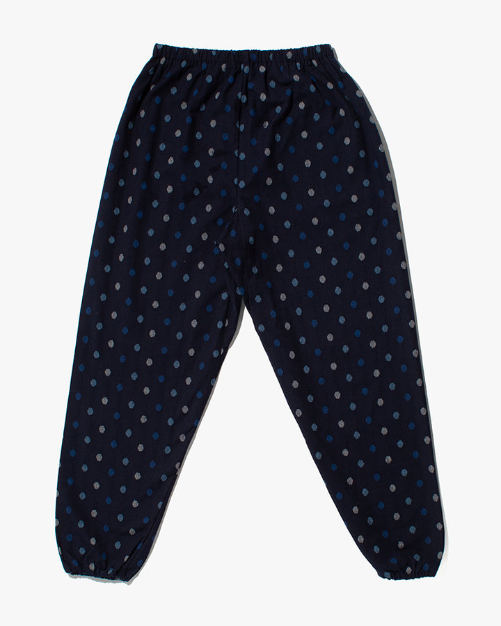 Monpe Pants, Women's, Indigo with Multi-Blue Polka Dots