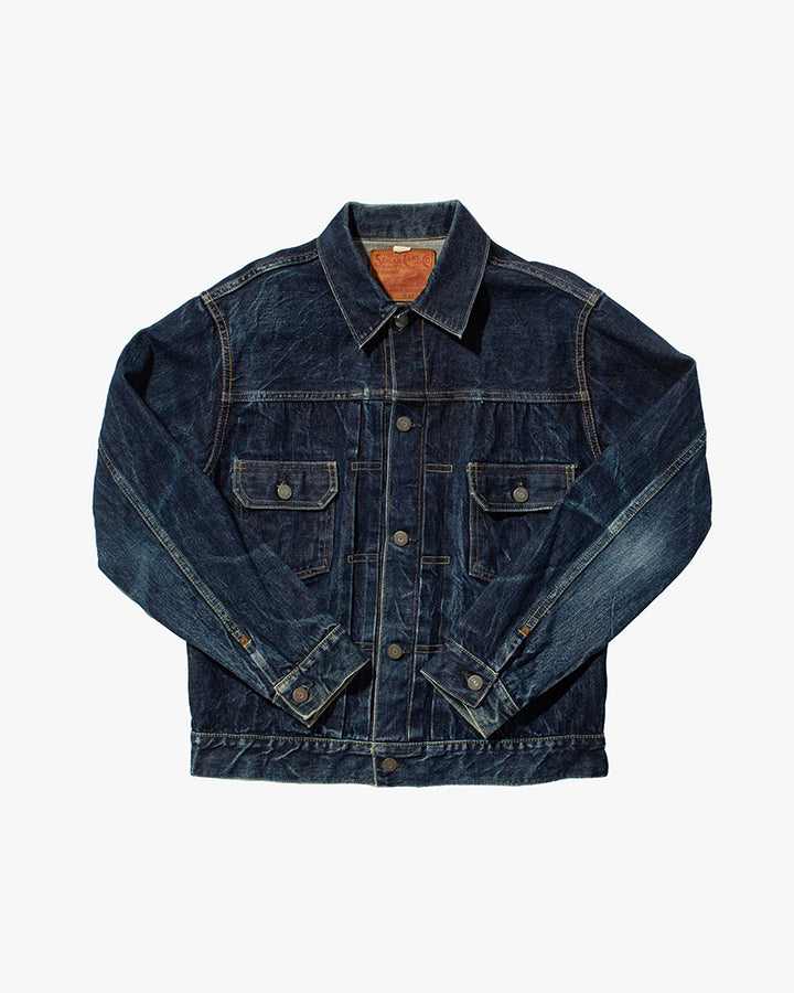 Japanese Repro Type II Trucker Jacket, Sugar Cane & Co, Denim with Fading- L