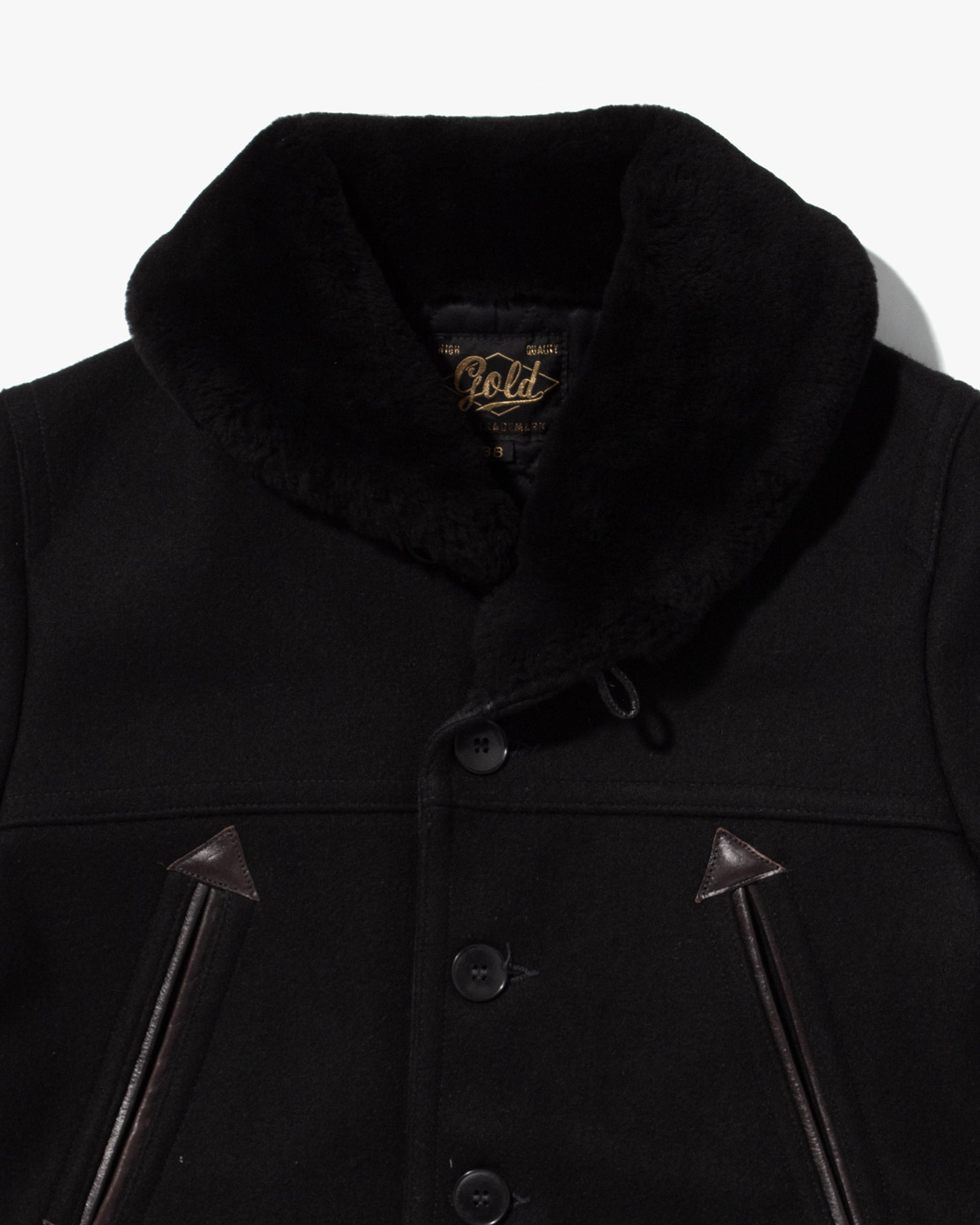 Japanese Repro Jacket, Gold, Wool Jacket, Black with Fur Collar