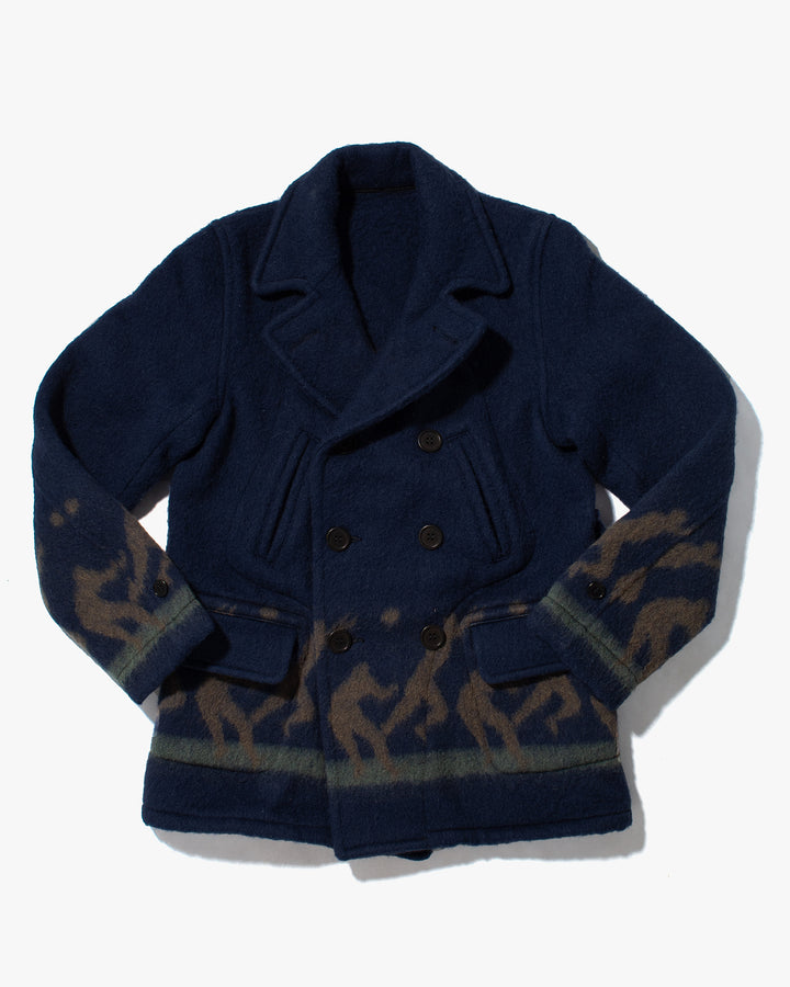 Japanese Repro Jacket, Heller's Cafe, Wool Jacket, Blue with Dancing People - S