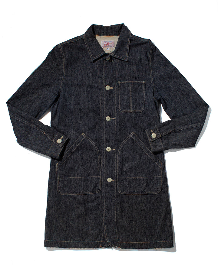 Japanese Repro Denim Chore Coat, Duffers Original, White Buttons, Med. Blue - M