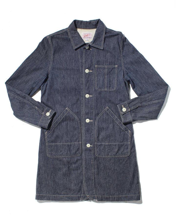 Japanese Repro Denim Chore Coat, Duffers Original, White Buttons, Med. Blue - M