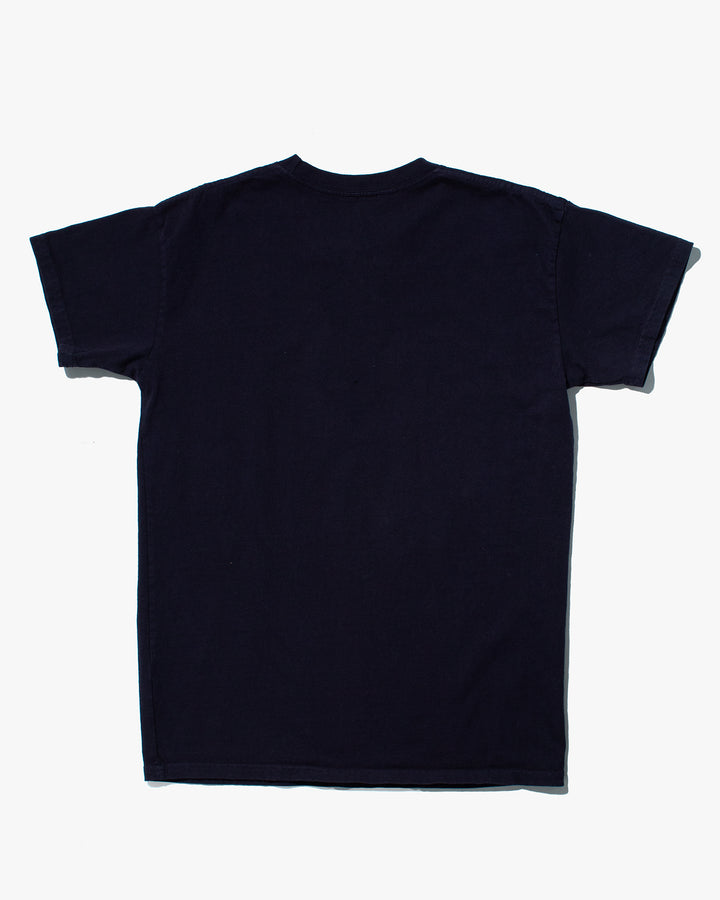 Kiriko Original Tee, 8oz Cotton, Henley Tee, Navy with Denim, Small Tsubaki