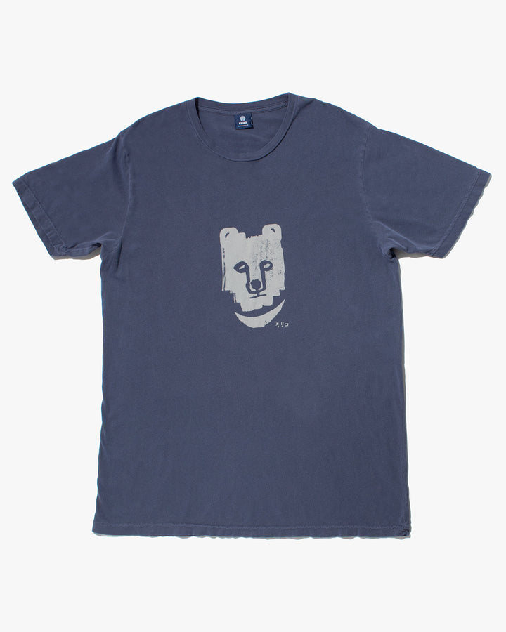 Kiriko Original Tee, 6oz Cotton, Printed Kuma, Semamori Embroidery, Navy