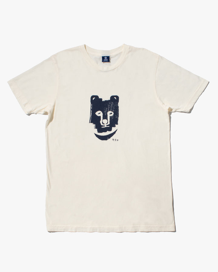 Kiriko Original Tee, 6oz Cotton, Printed Kuma, Semamori Embroidery, Cream