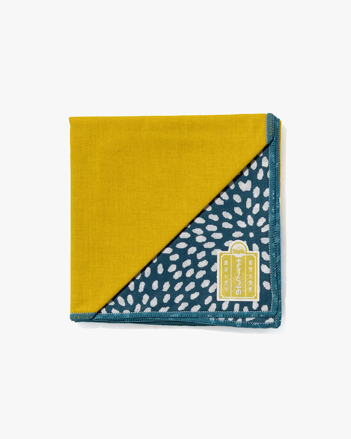 Japanese Handkerchief, Teal and Lime Green Dots