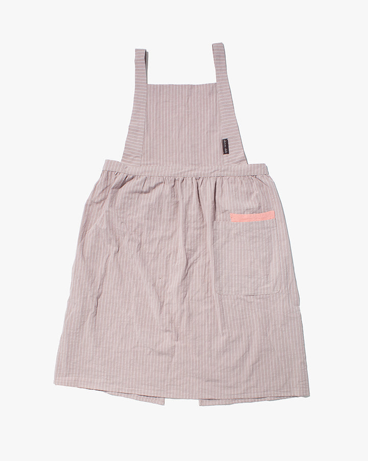 Bisque Femme Folia Gather Apron - Thistle and White Stripe