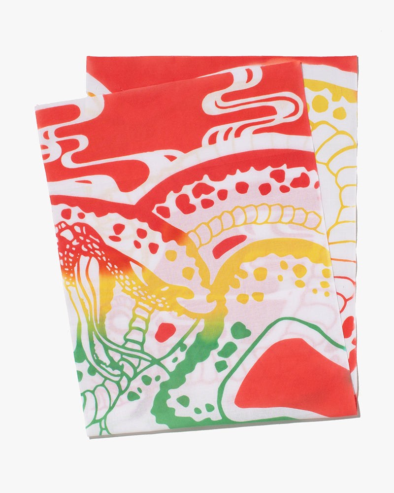 Tenugui, Chusen-Zome, Snake, Red
