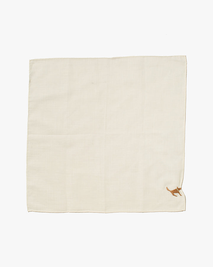Japanese Handkerchief, Hikkomi, Cream with Brown Dog