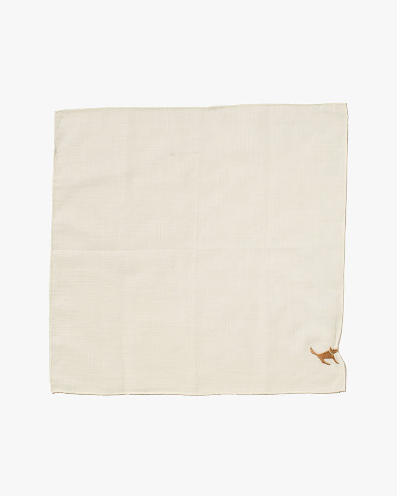 Japanese Handkerchief, Hikkomi, Cream with Brown Dog