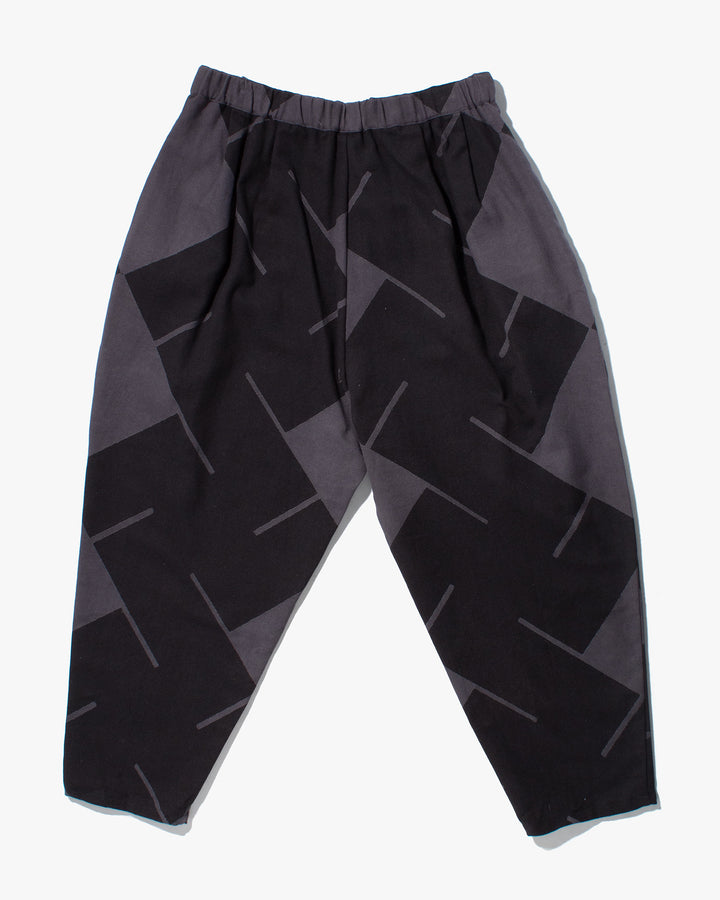 Wa-Modern Drawstring Pants, Dark Purple and Black Manji