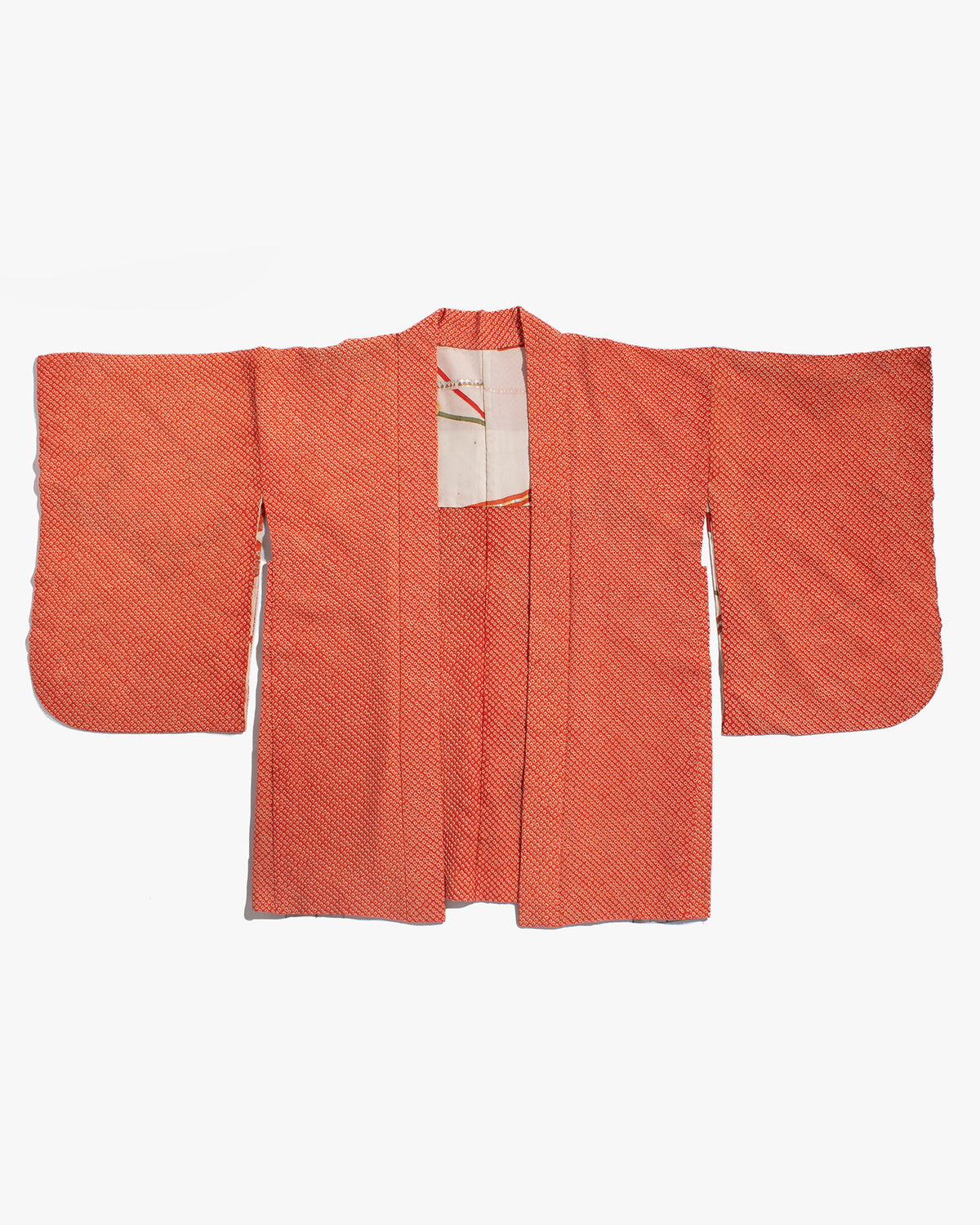 Vintage Haori Jacket, Full Shibori, Orange with Abstract Details