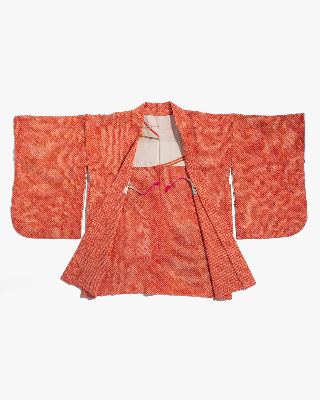 Vintage Haori Jacket, Full Shibori, Orange with Abstract Details