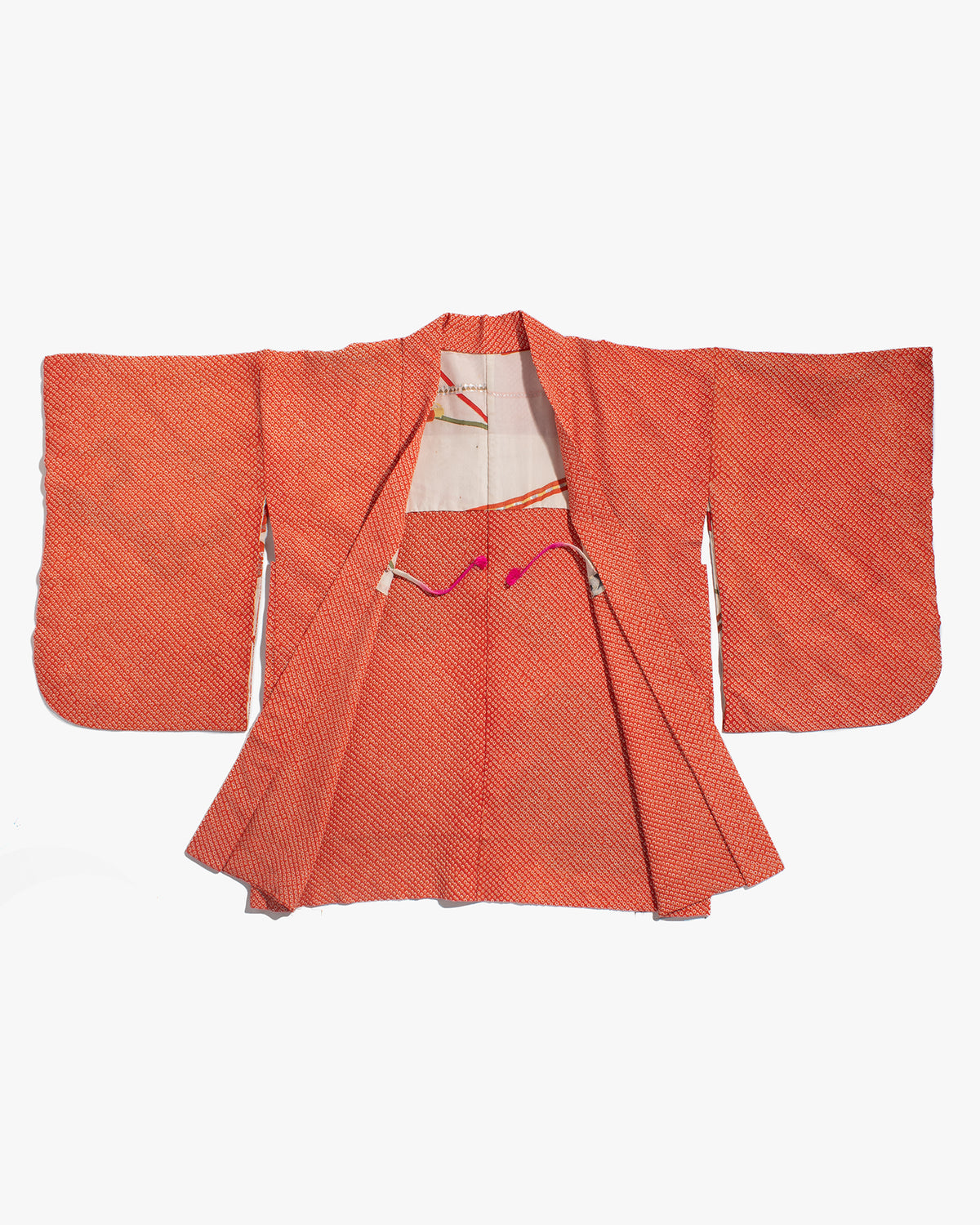 Vintage Haori Jacket, Full Shibori, Orange with Abstract Details