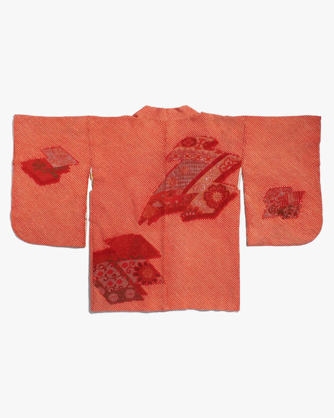 Vintage Haori Jacket, Full Shibori, Orange with Abstract Details
