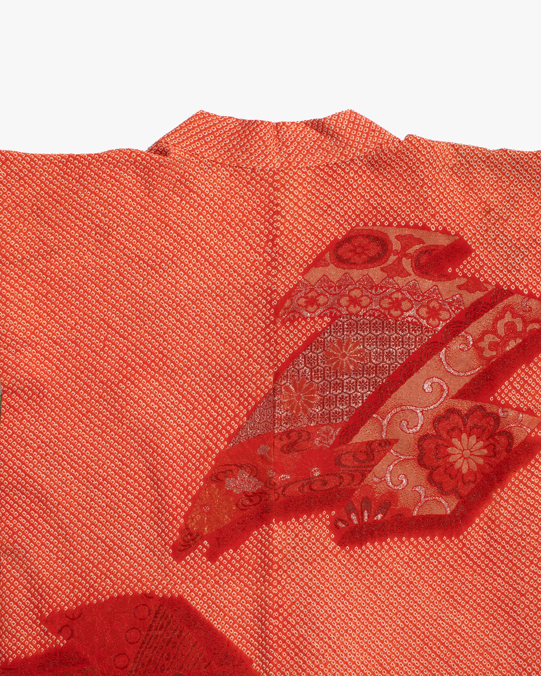 Vintage Haori Jacket, Full Shibori, Orange with Abstract Details