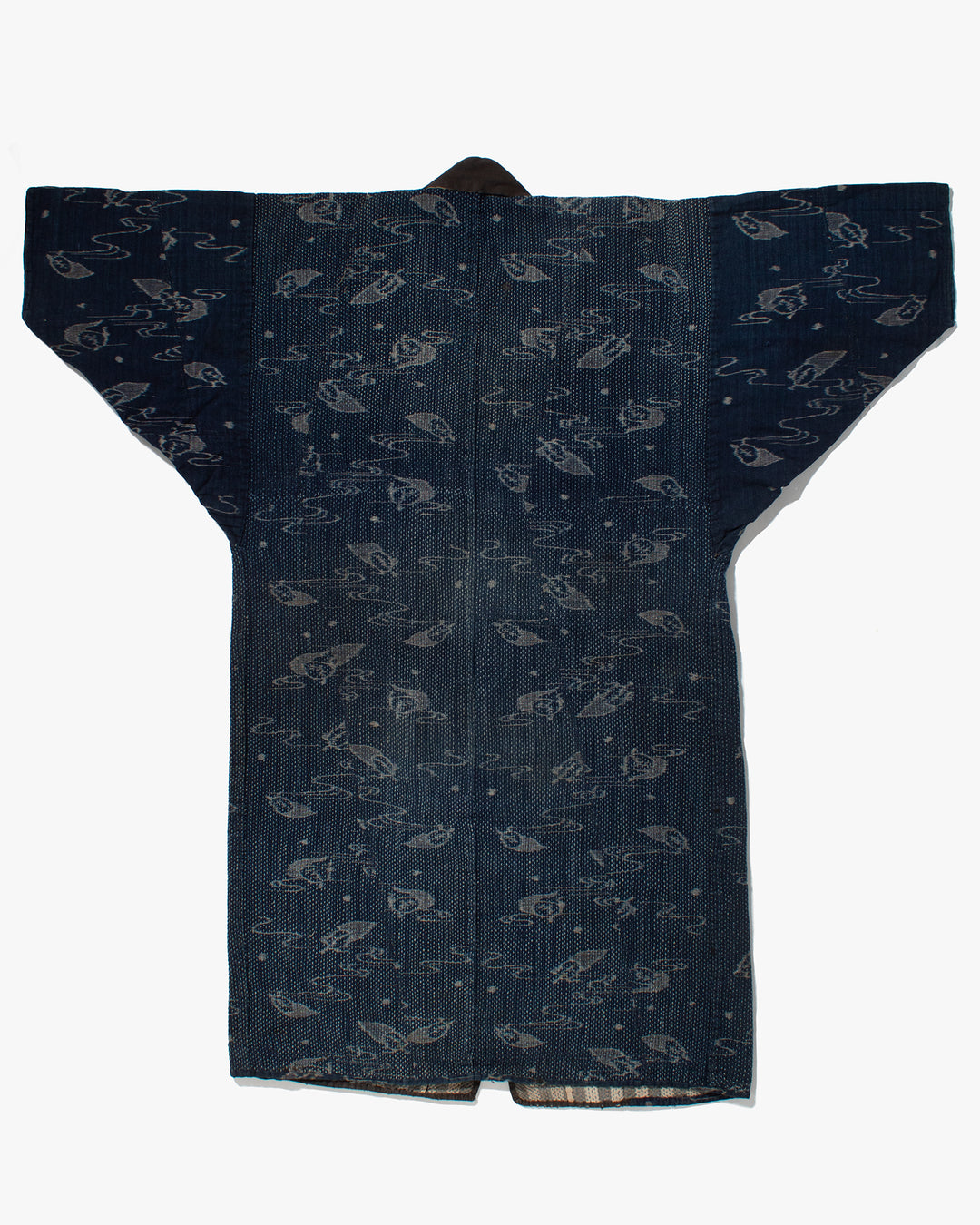 Vintage Boro Noragi Jacket, Indigo Kasuri, Partially Sashiko Stitched