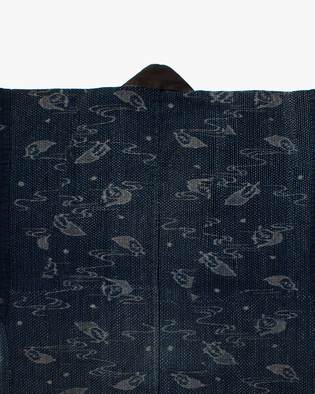 Vintage Boro Noragi Jacket, Indigo Kasuri, Partially Sashiko Stitched