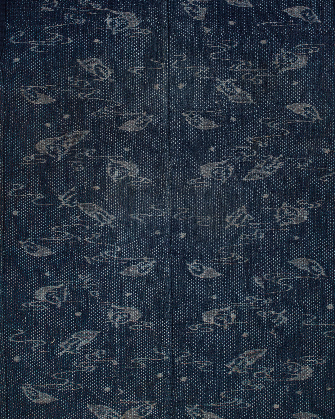 Vintage Boro Noragi Jacket, Indigo Kasuri, Partially Sashiko Stitched