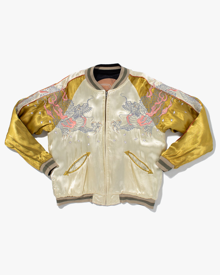 Japanese Repro Souvenir Jacket, Reversible, Gold with Dragon