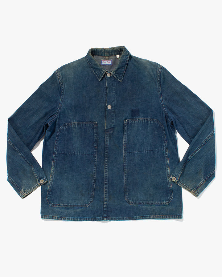 Japanese Repro Denim Shirt, Blue Blue, Chore Coat, Anchor Buttons - M