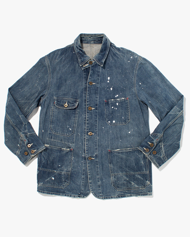 Japanese Repro Denim Jacket, Eternal, Paint Splatters and Red Bartacks