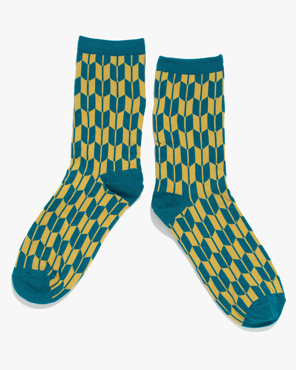 Kiriko Original Socks, Yagasuri, Teal and Yellow