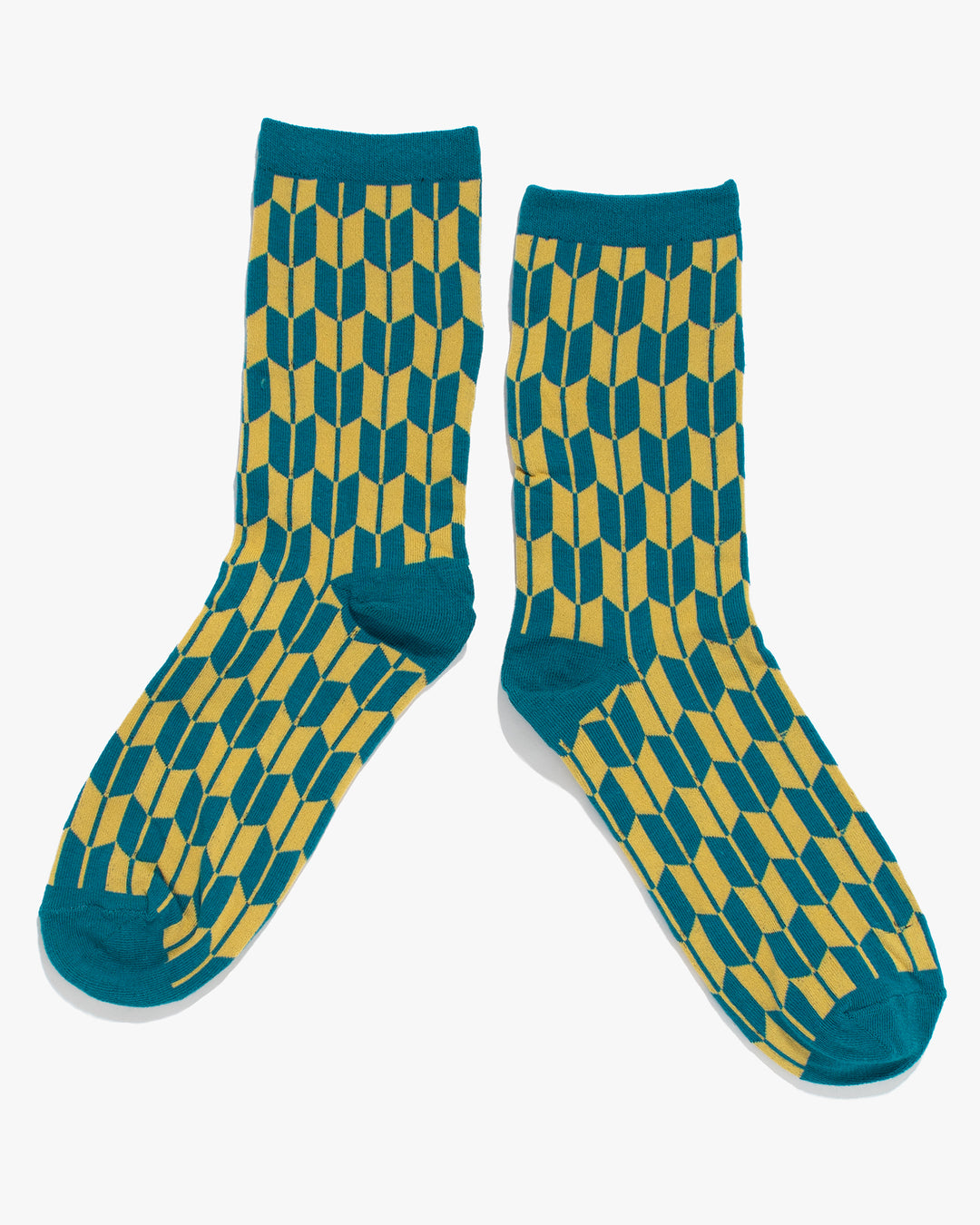 Kiriko Original Socks, Yagasuri, Teal and Yellow