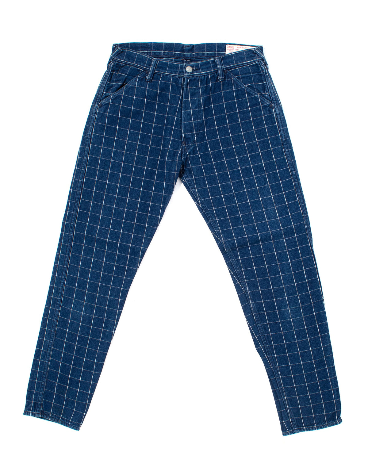 Japanese Repro Twill Cotton Chinos, Indigo with Large Grid, Yamane Brand - 34"