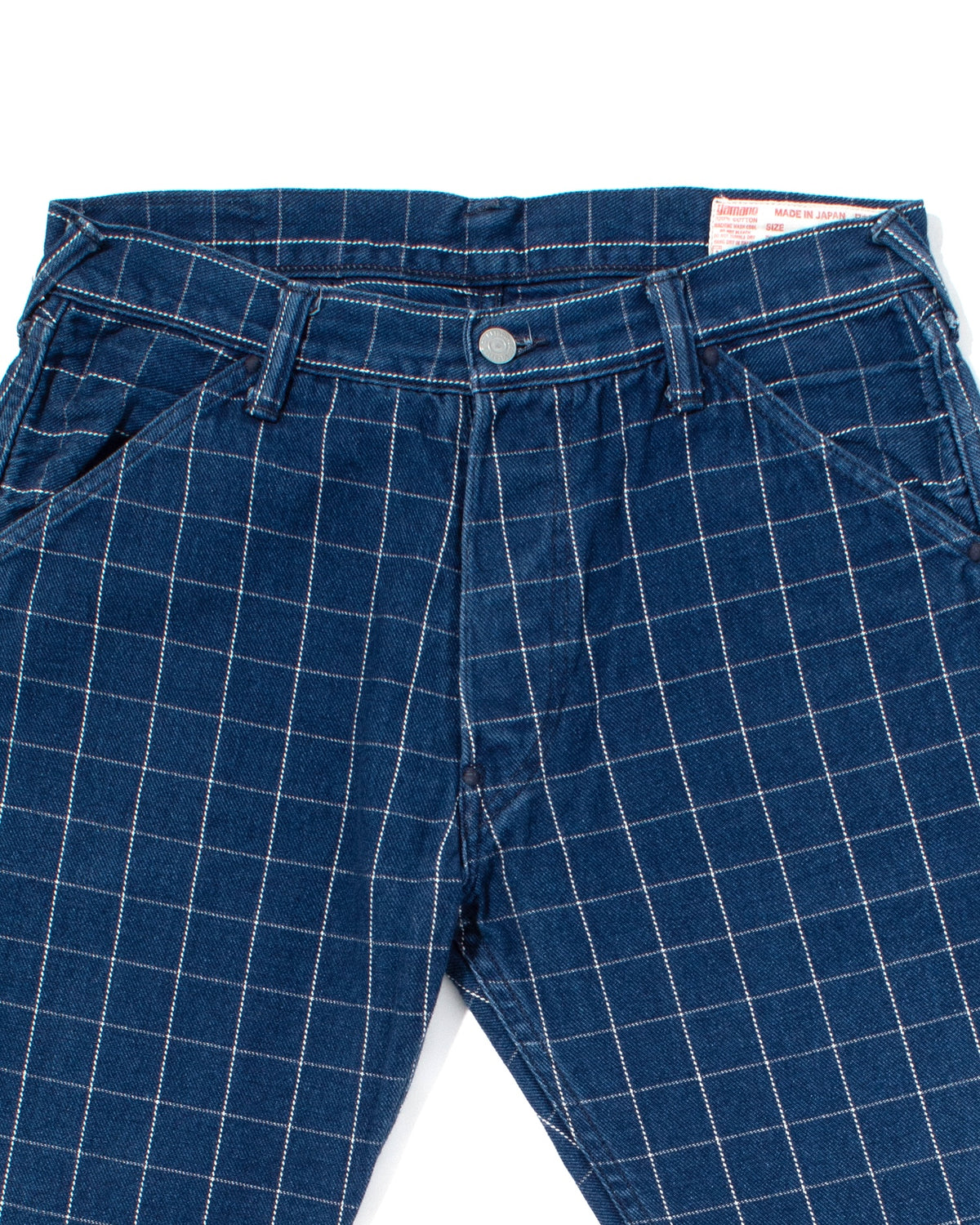 Japanese Repro Twill Cotton Chinos, Indigo with Large Grid, Yamane Brand - 34"