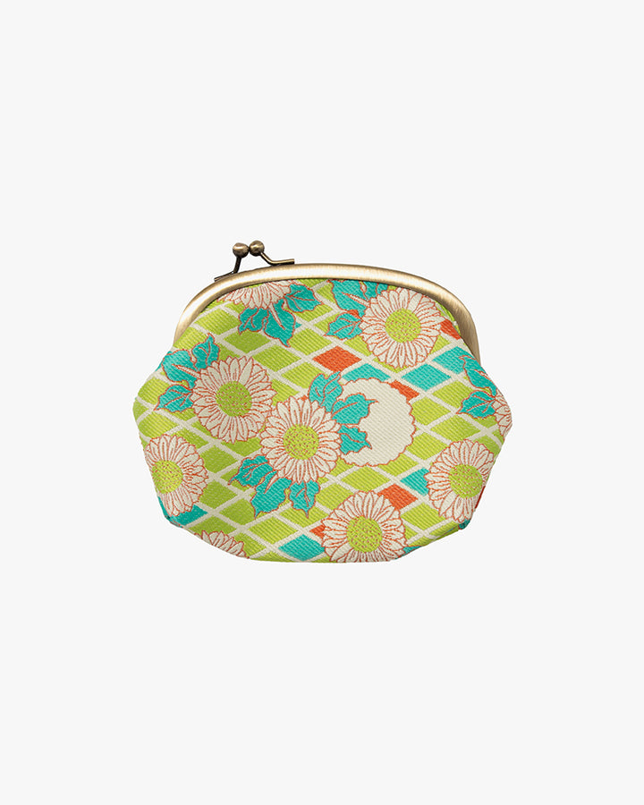 Wa Modern Clutch, Lime Green with Turquoise and Orange Sunflower