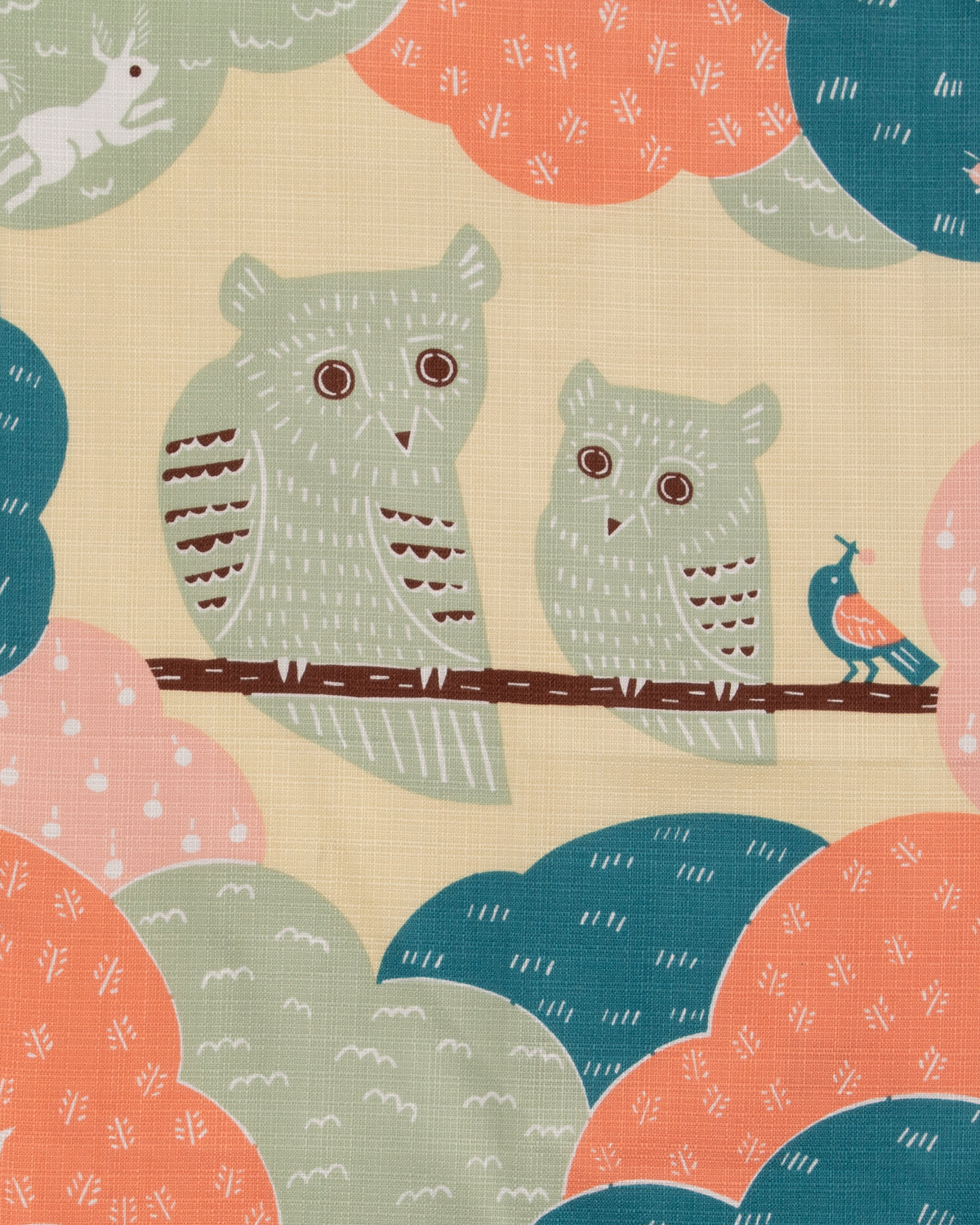 Modern Furoshiki, Musubi Organic, Kata Kata, Owl, Pink 19.5" x 19.5"