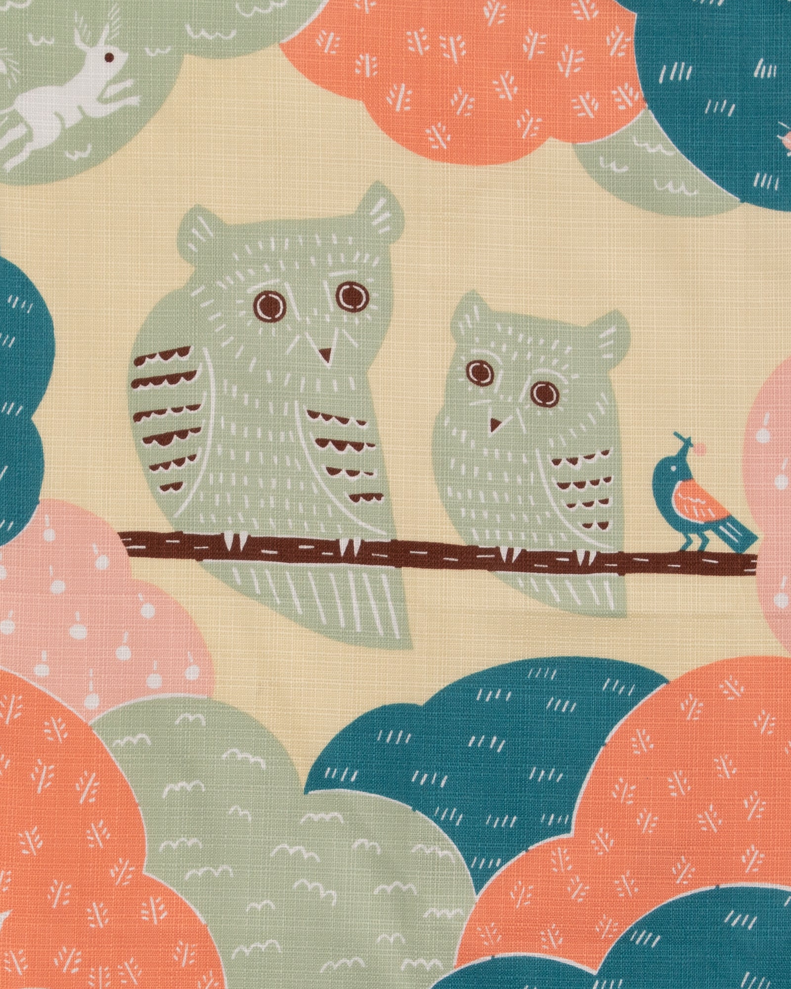 Modern Furoshiki, Musubi Organic, Kata Kata, Owl, Pink 19.5" x 19.5"
